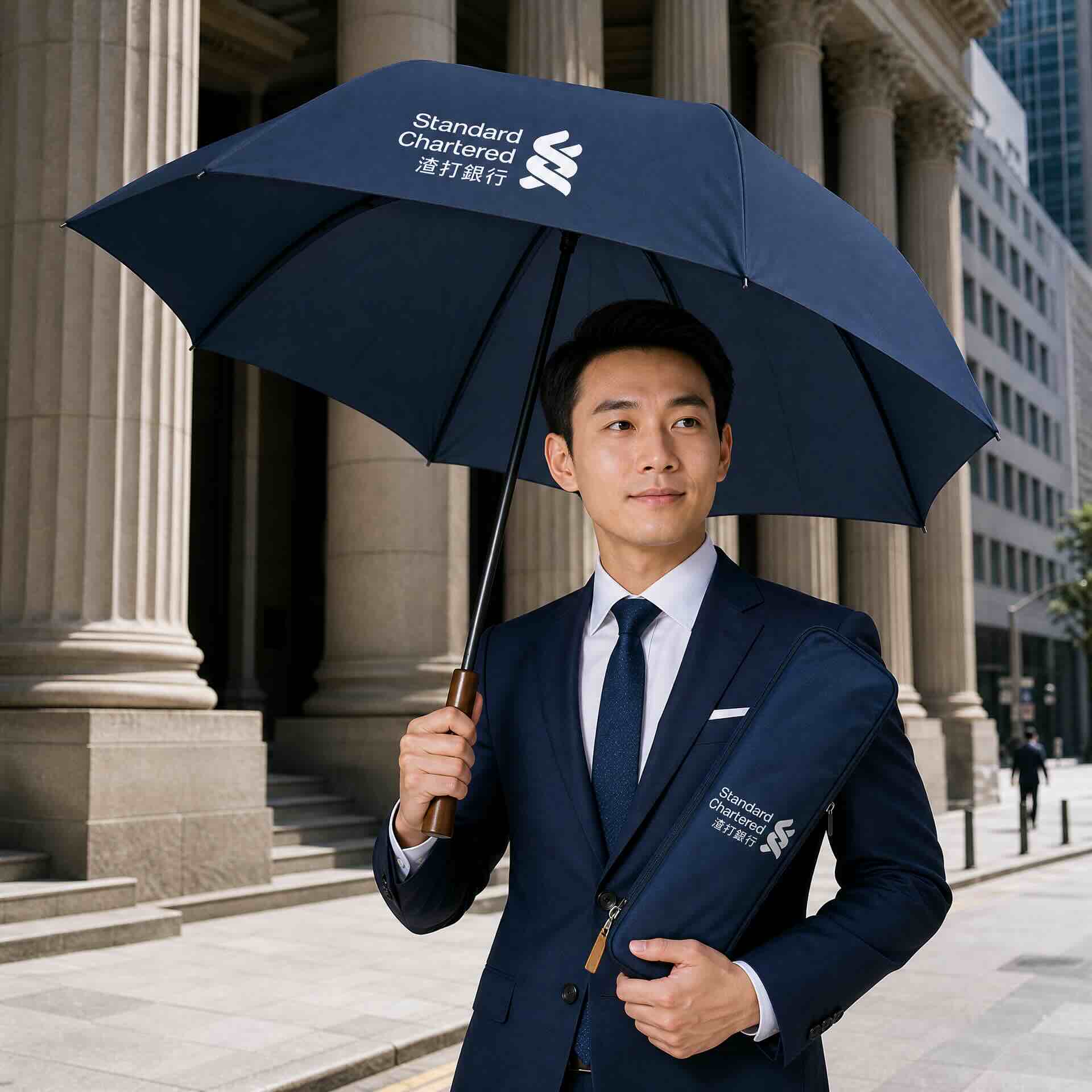 渣打銀行摺疊晴雨傘：高端金融品牌資產
