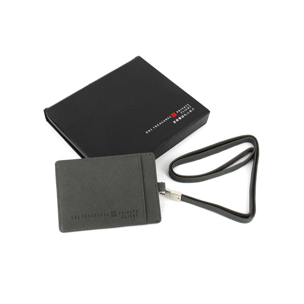 PU and Metal Card Holder with Lanyard