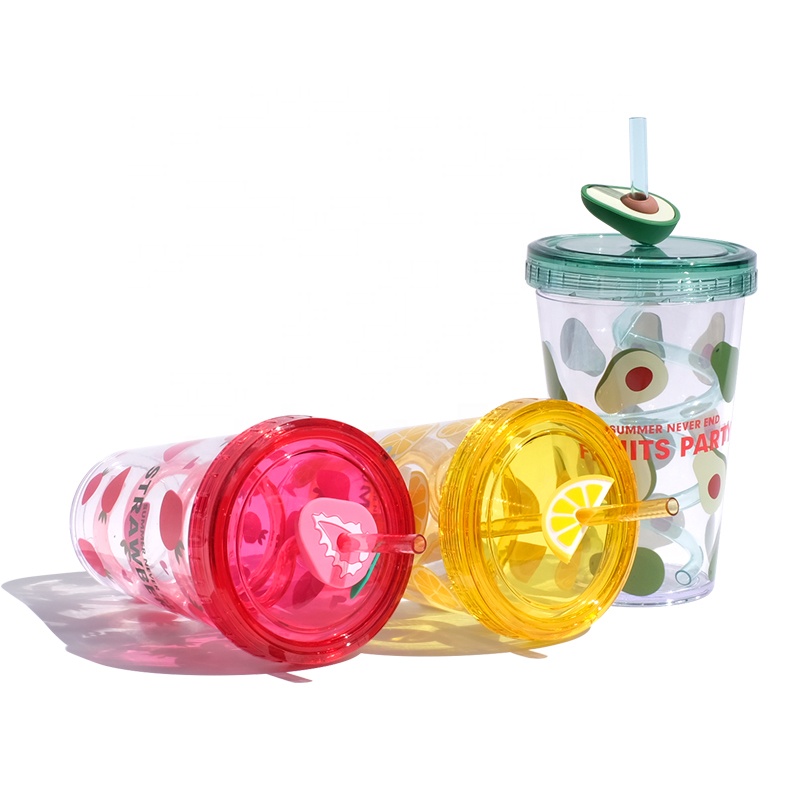Single Wall Acrylic Cup with Straw
