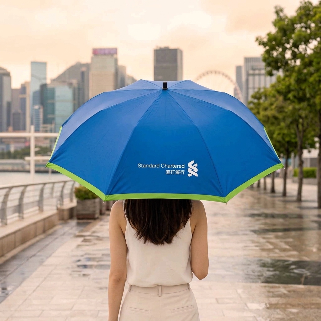 Blue & Green Folded Umbrella (Standard Chartered Edition) | Strategic Banking Corporate Gift