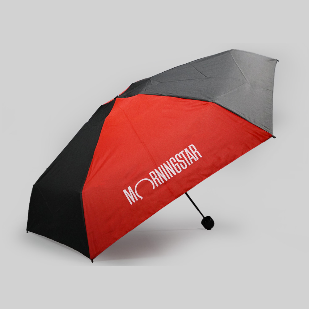 Morningstar Custom 5-Fold Umbrella | Red-and-Black Colour-Blocking Design