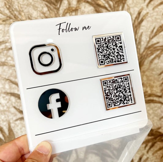 Business Social Media Acrylic Sign With Stand