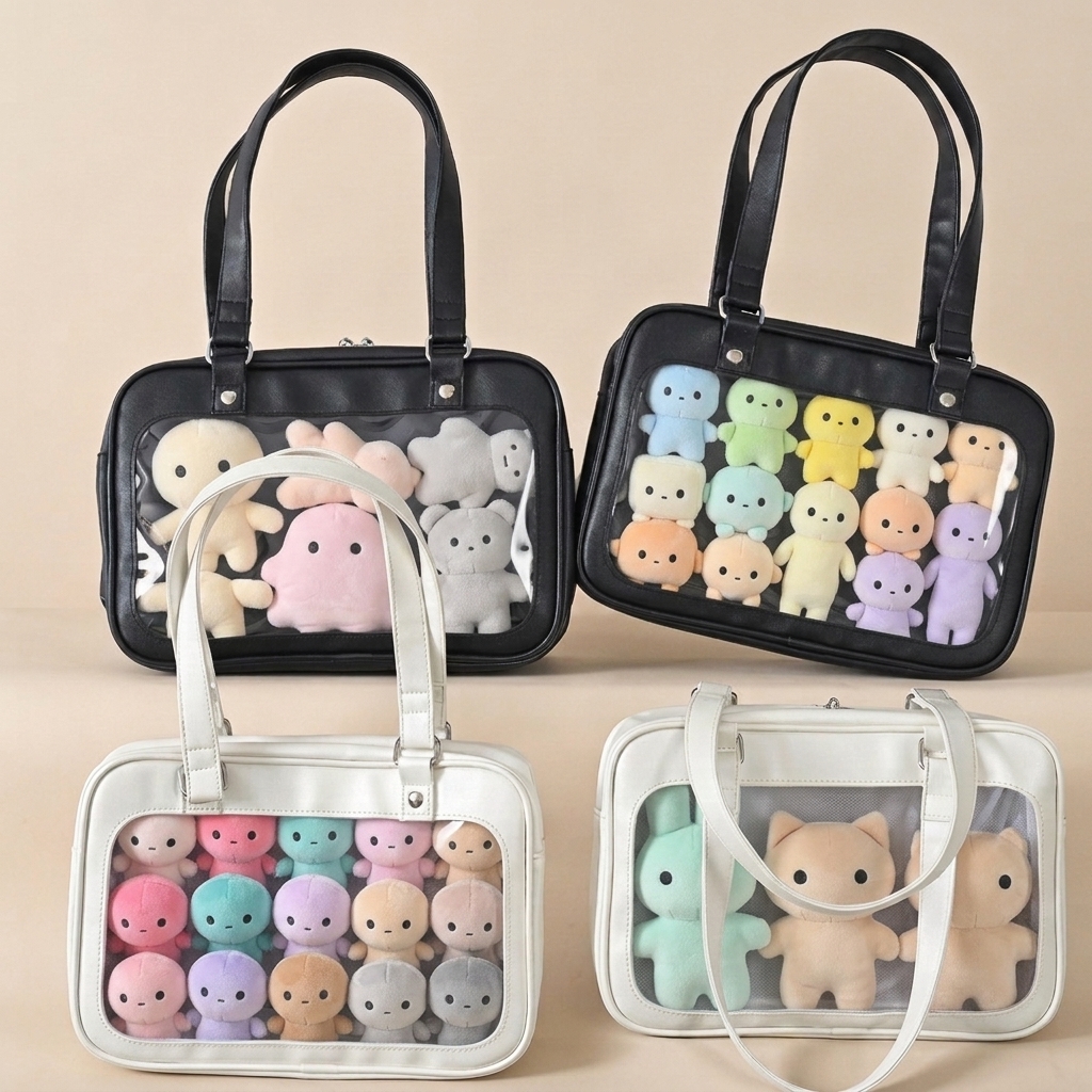 Custom PU Japanese-Style Ita Crossbody Bag with Clear Pin Display Window
