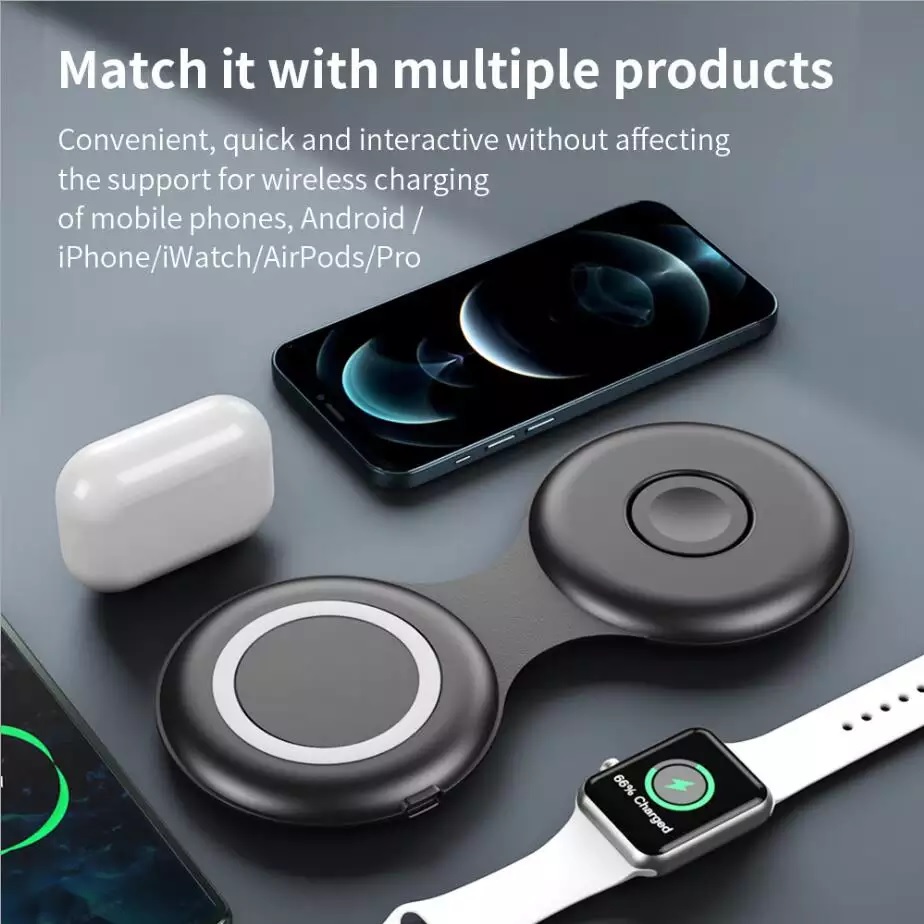 磁性 15 W qi 無線充電雙墊充電器