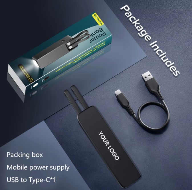 Flashlight with Mini Portable Power Bank (B/W)