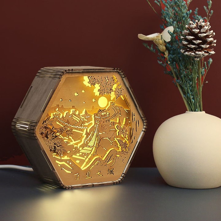 Classical Decorative Lights Wood Carving Lamp