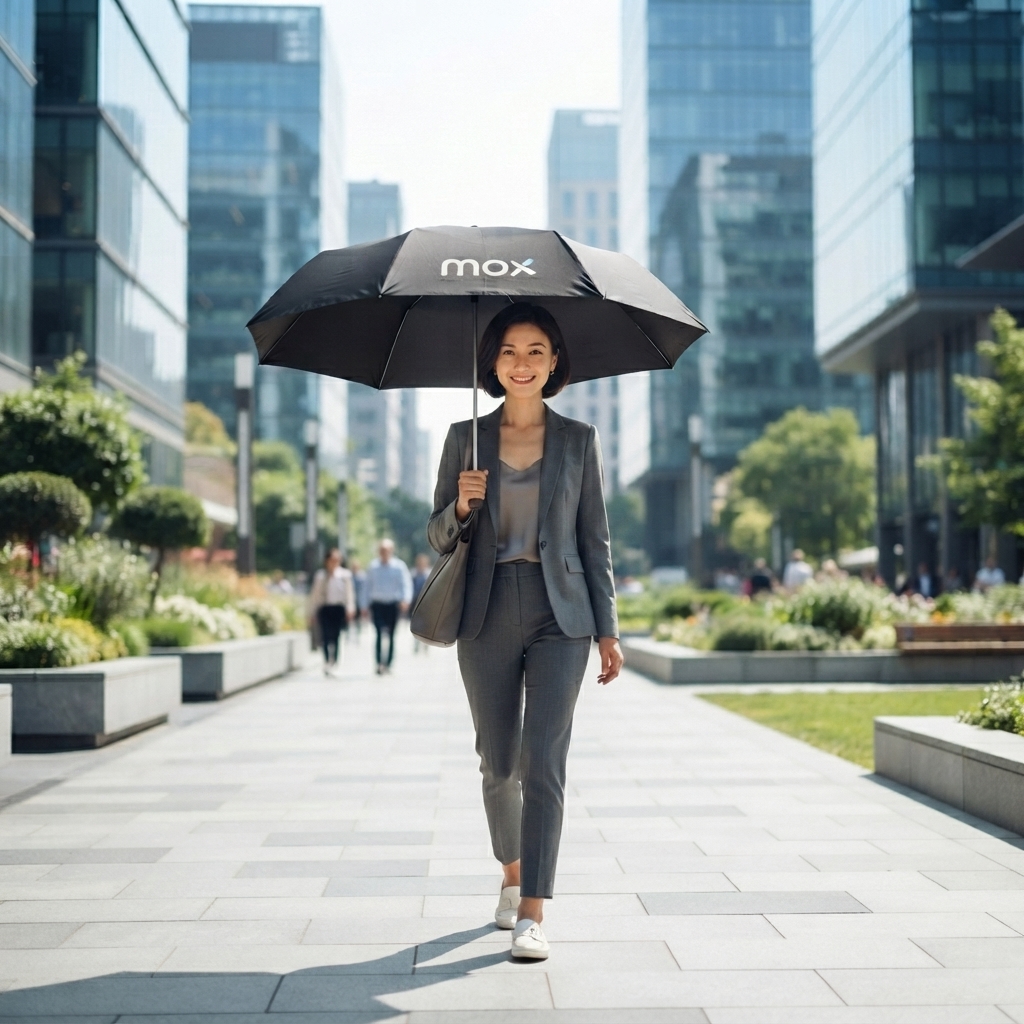 Mox Bank Minimalist Foldable Umbrella | FinTech Brand Engagement Asset
