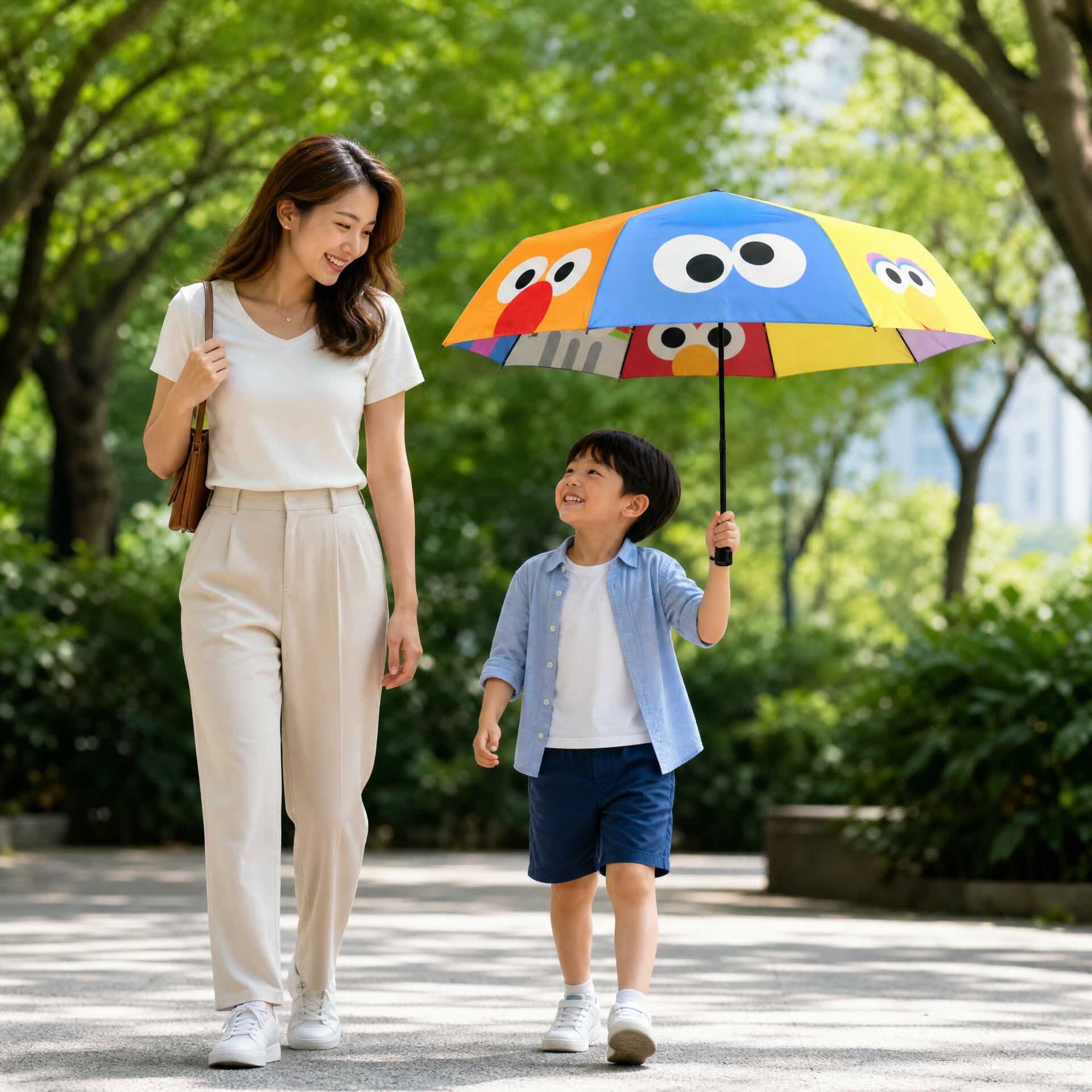 芝麻街角色拼貼摺合雨傘