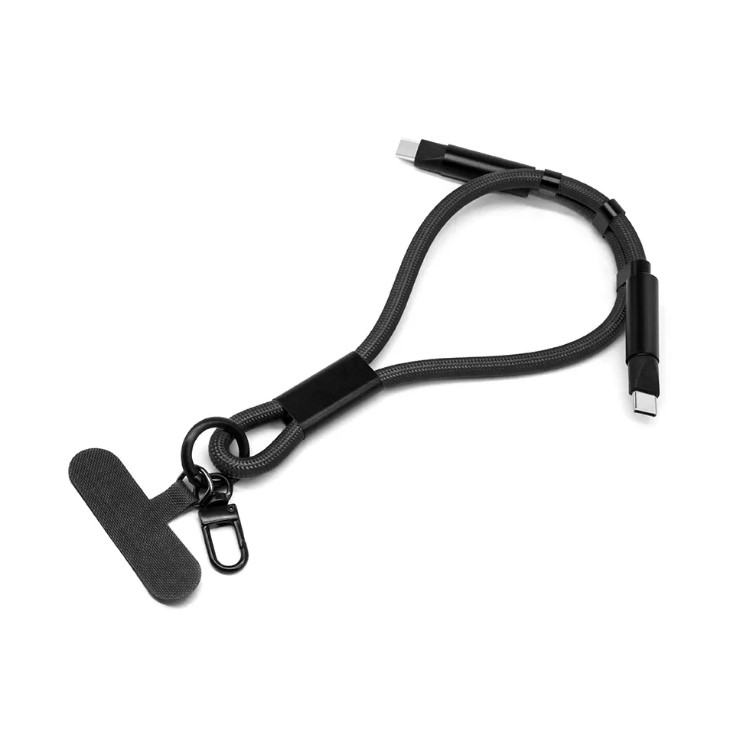 2 in 1 Lanyard Keychain USB Charger Cable (B/W)