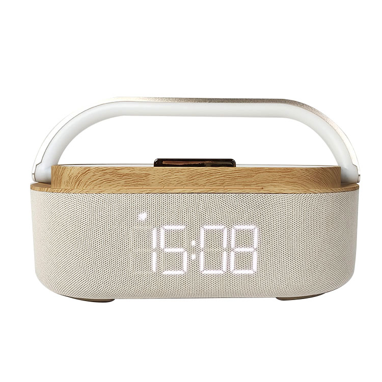 Wireless charging with speaker night light clock phone holder