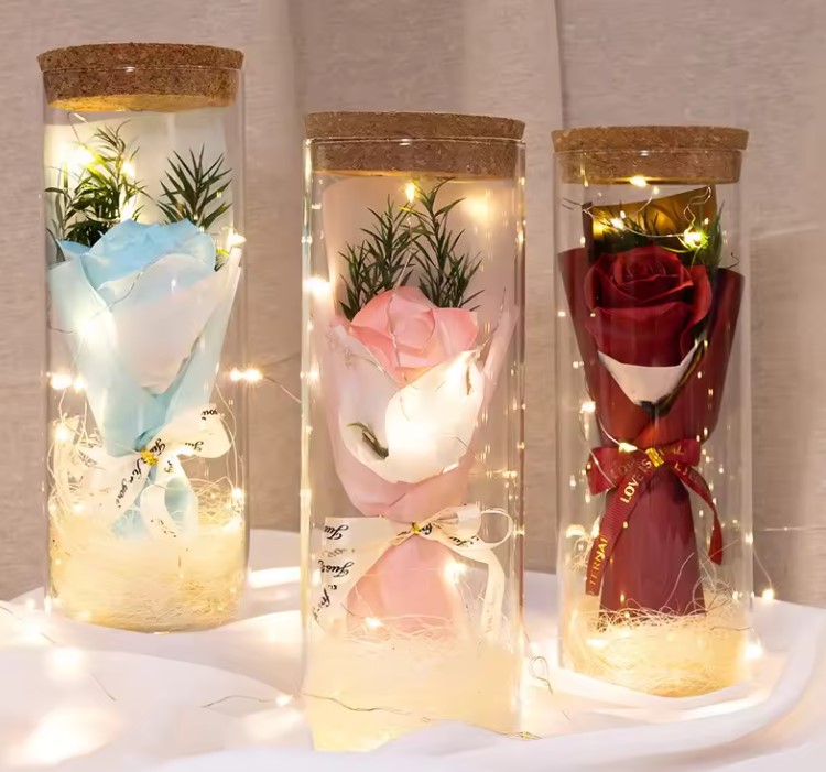 Eternal Flower with Light Glass Tube