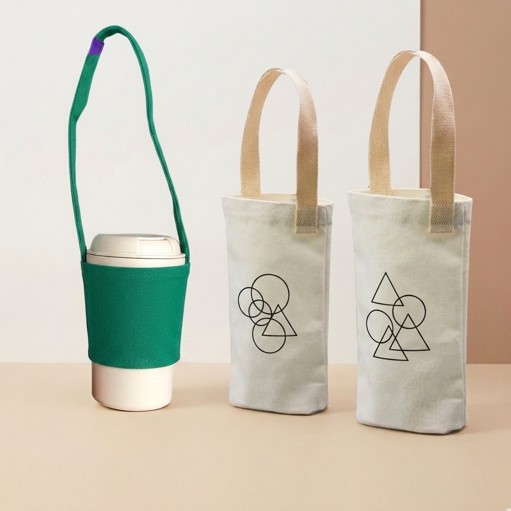Custom Canvas Boba Cup Holder Carry Bag with Logo