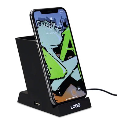 LED 燈徽標筆架 QI 無線充電器手機支架