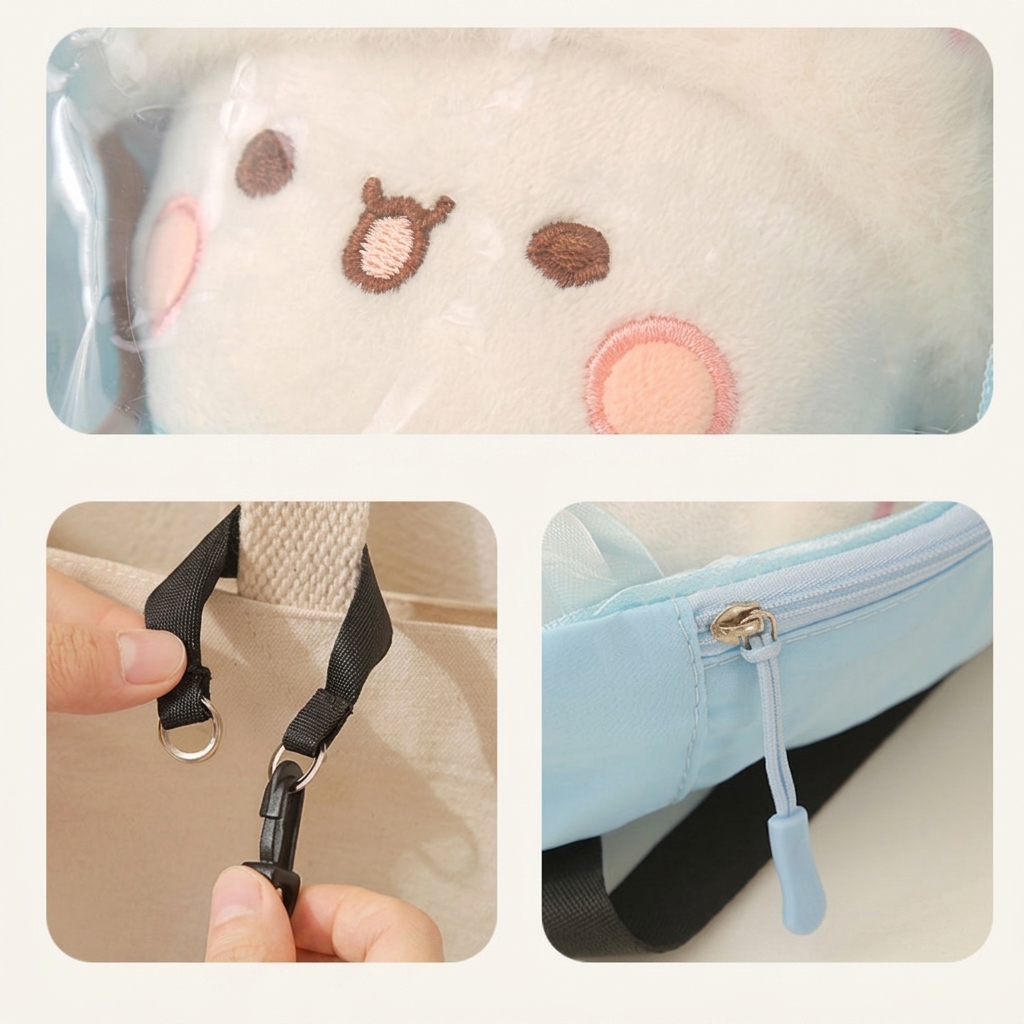 Custom Transparent 10 cm Doll Display Ita Bag with Straps