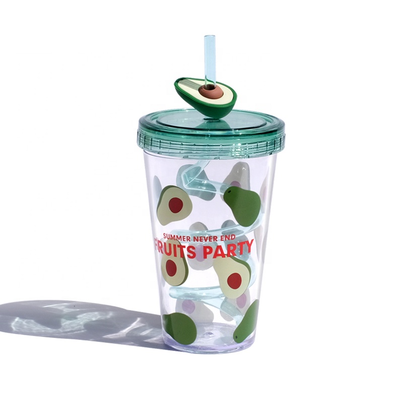 Single Wall Acrylic Cup with Straw