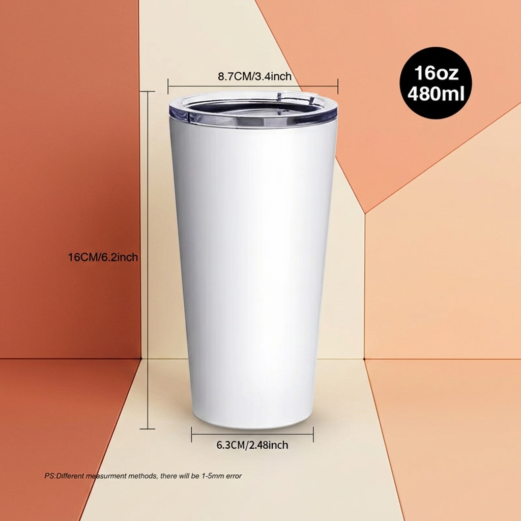 16oz 480ml  Coffee Tumbler (Glossy White)