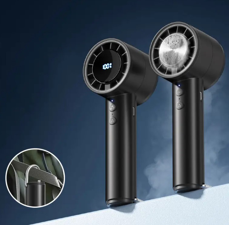 100-Speed Portable Handheld Fan (B/W)
