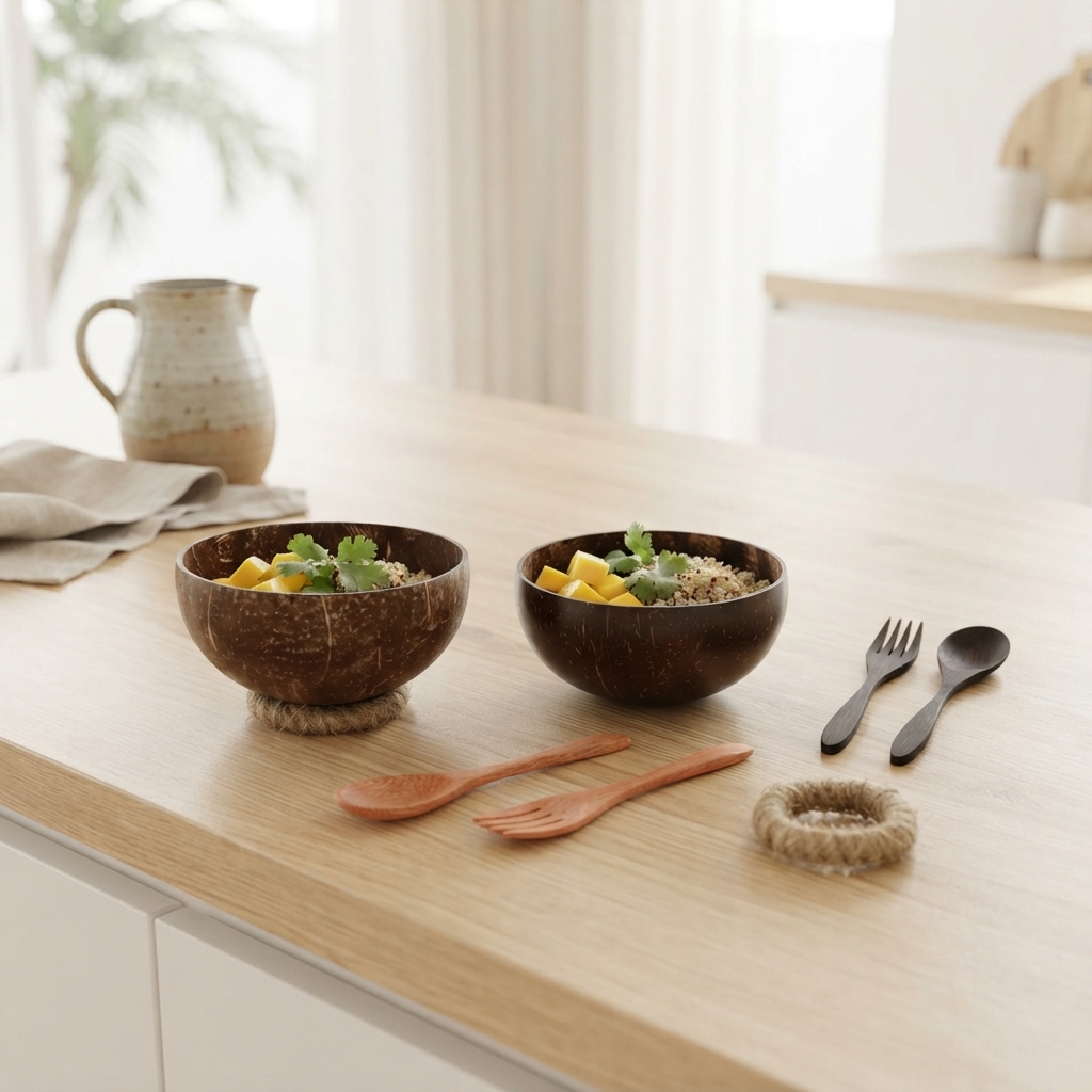 Natural Coconut Shell Bowl Gift Set