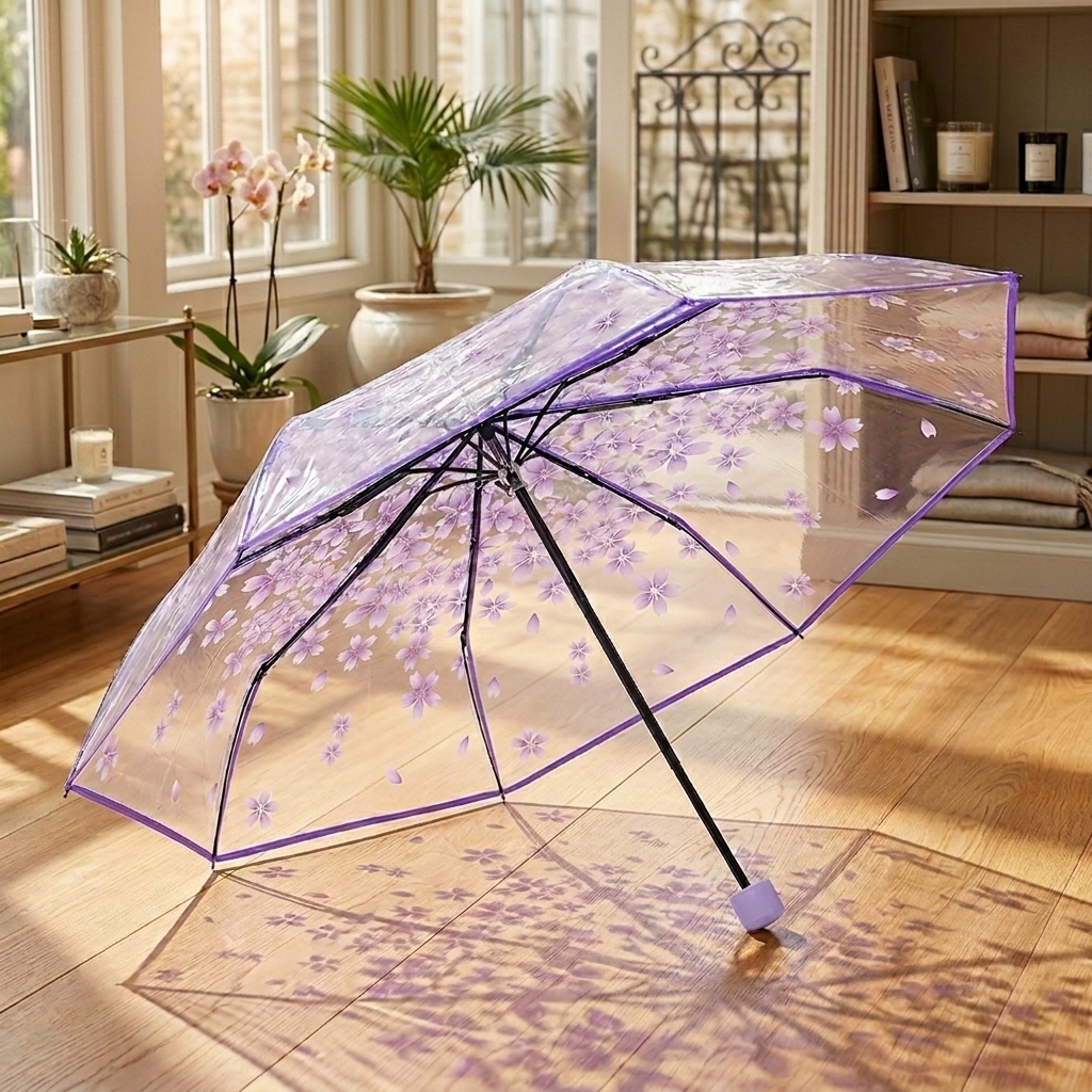 Foldable POE Transparent Umbrella (Beauty & Wellness Showcase) | Custom Trim & Print Options