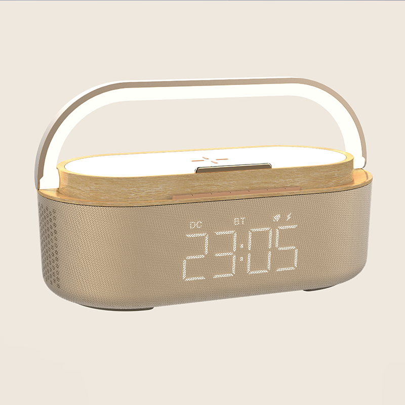 Wireless charging with speaker night light clock phone holder