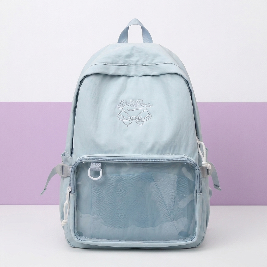 Custom Forest-Style Anime Cartoon Nylon Backpack with Curved Shoulder Straps