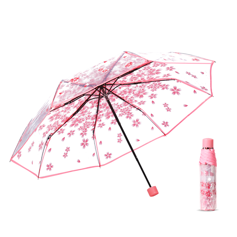 可摺疊 POE 透明雨傘（美妝及健康品牌示例）| 邊框與印刷自訂選項