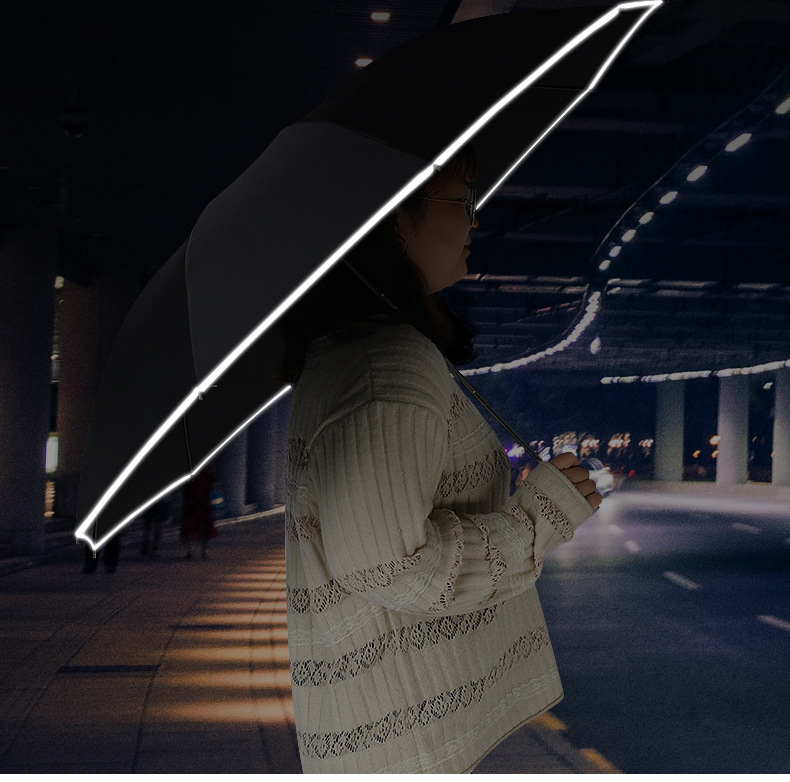 3 Folding Reverse Invert Auto Compact Umbrella with LED handle | Reverse-Invert Auto 3-Fold for Automotive & EV Events