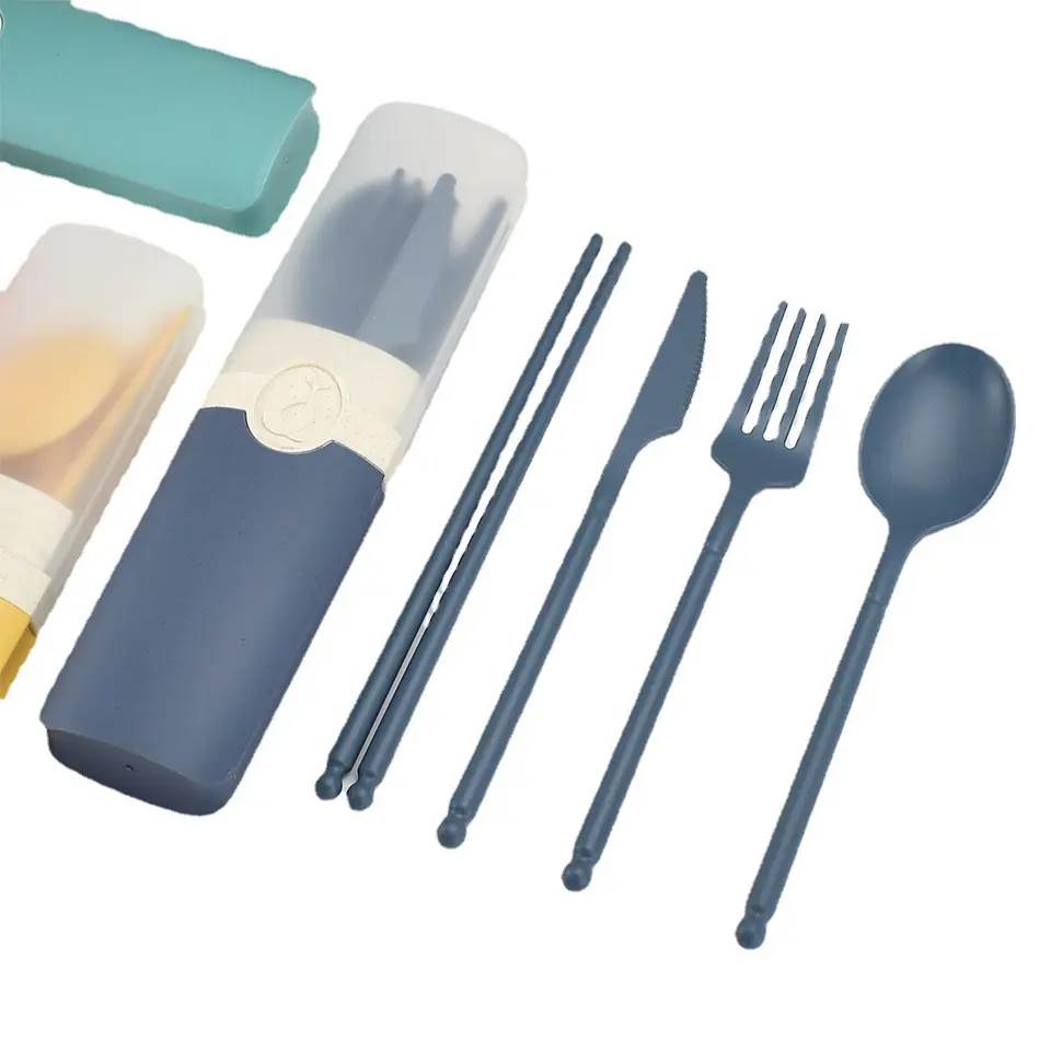 Wheat Straw Cutlery Set with Semi-Transparent Case