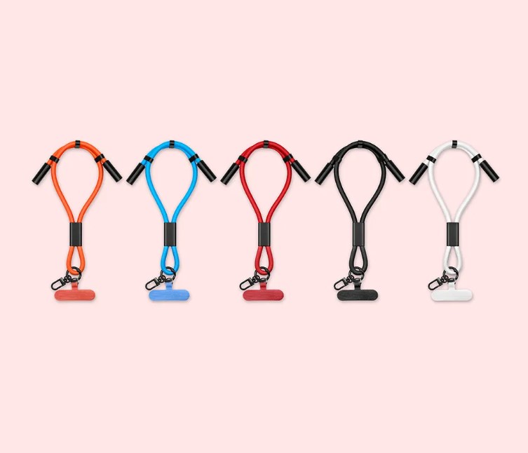 2 in 1 Lanyard Keychain USB Charger Cable (B/W)