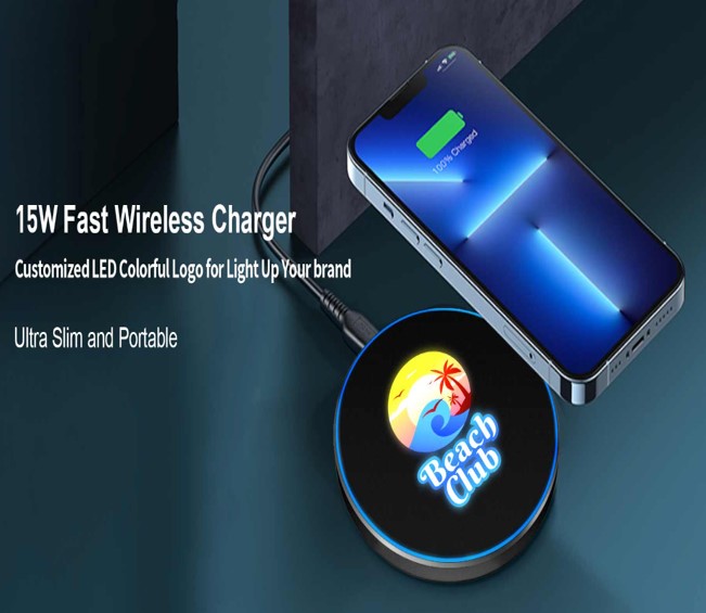 15W Colorful Light Up Logo Fast Wireless Charger-ESWL