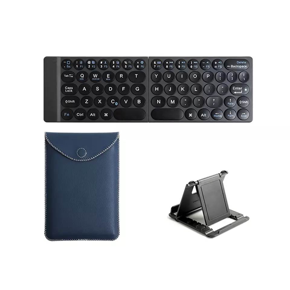 Thin wireless keyboard with PU bag and portable tablet stand