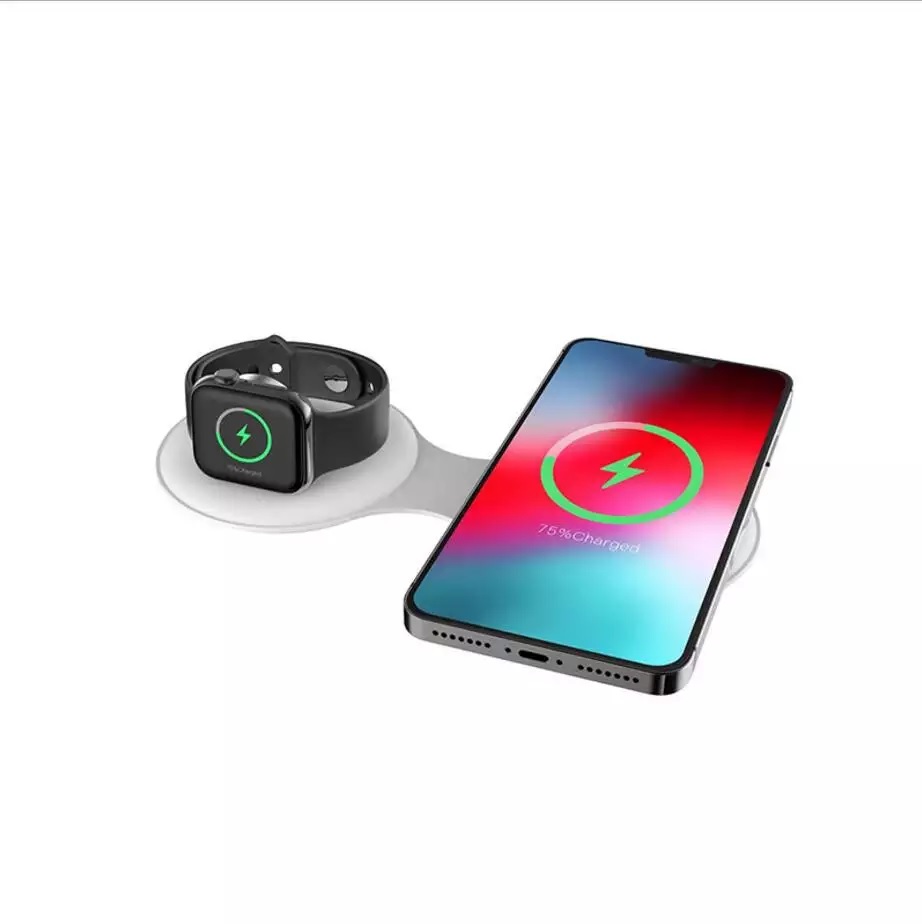 磁性 15 W qi 無線充電雙墊充電器