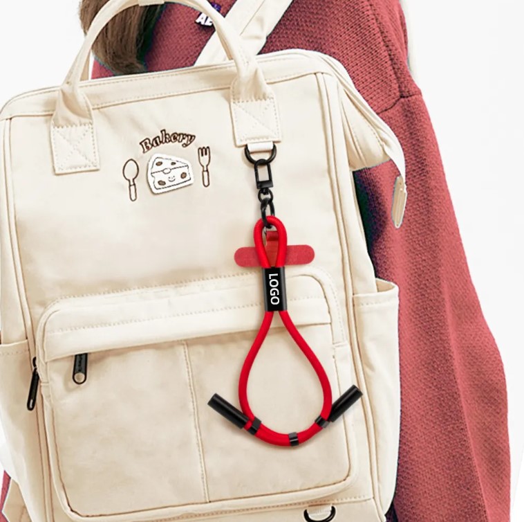 2 in 1 Lanyard Keychain USB Charger Cable (B/W)