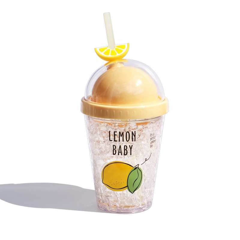 Double Wall Plastic Mug with Lid and Straw
