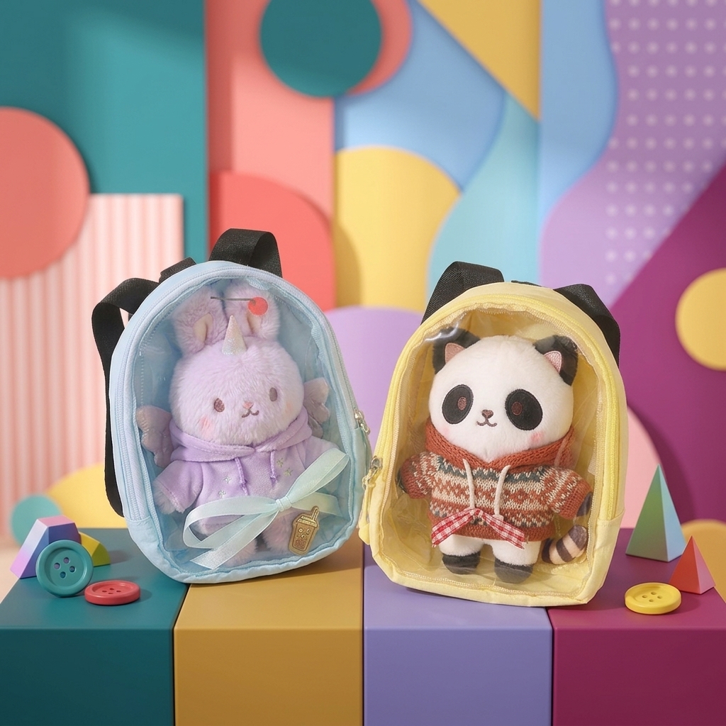 Custom Transparent 10 cm Doll Display Ita Bag with Straps
