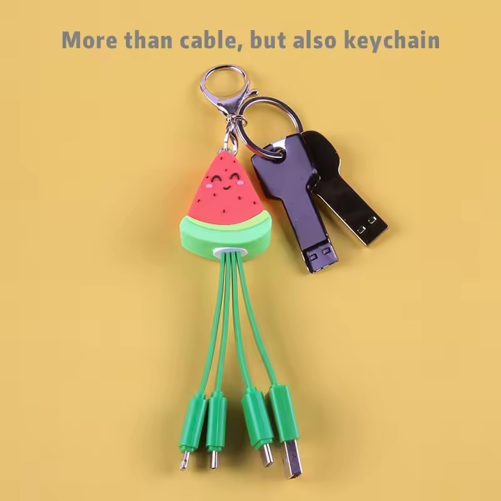 PVC客製化USB 3 合 1 充電線鎖匙扣