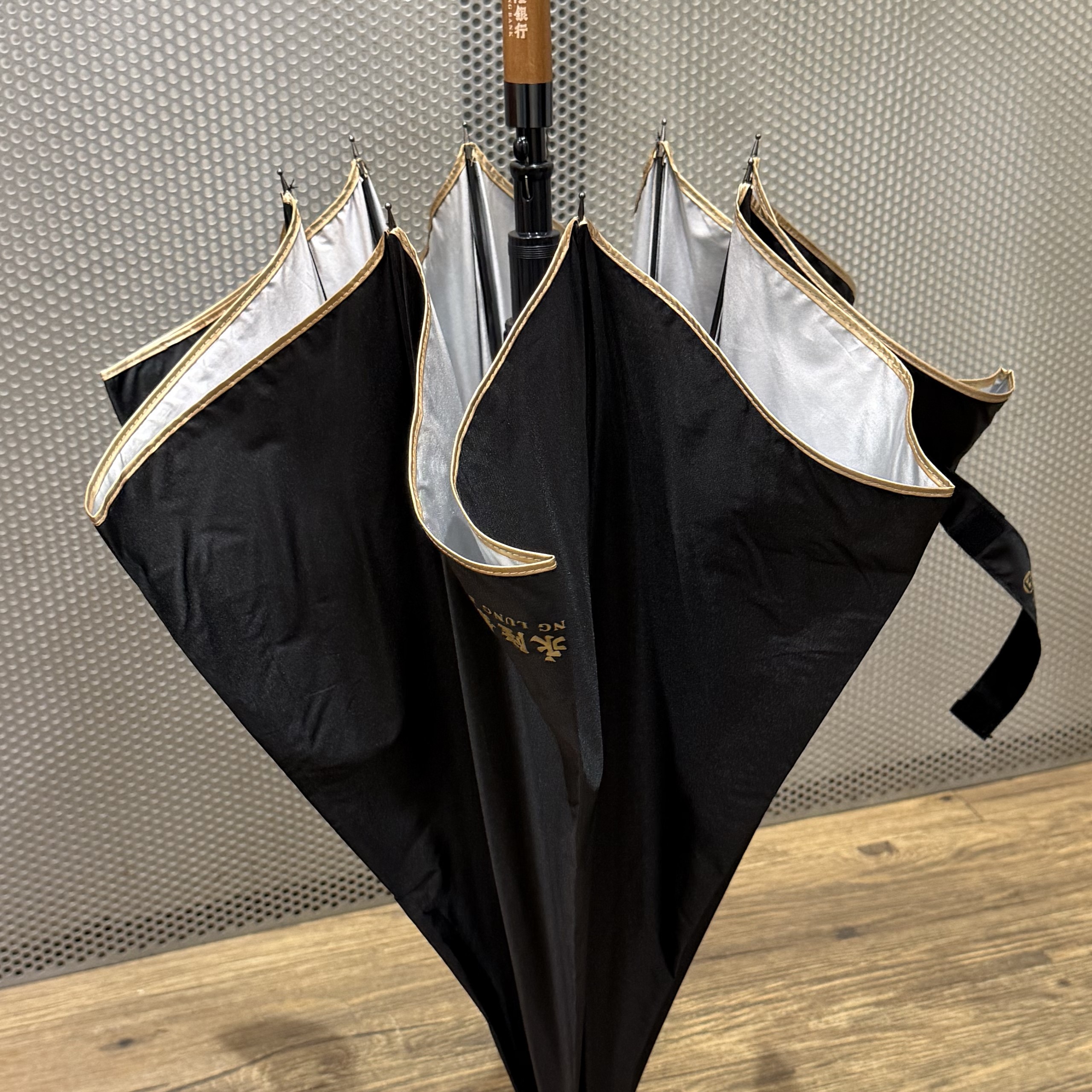 CMB Wing Lung Bank Custom Straight Umbrella | Premium Wooden J-Handle Design