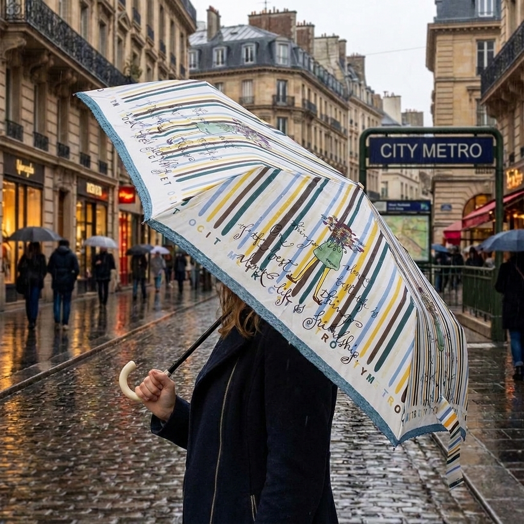 "City Metro" Artistic Striped Umbrella: Friendship & Lifestyle Design | City Metro Design Series