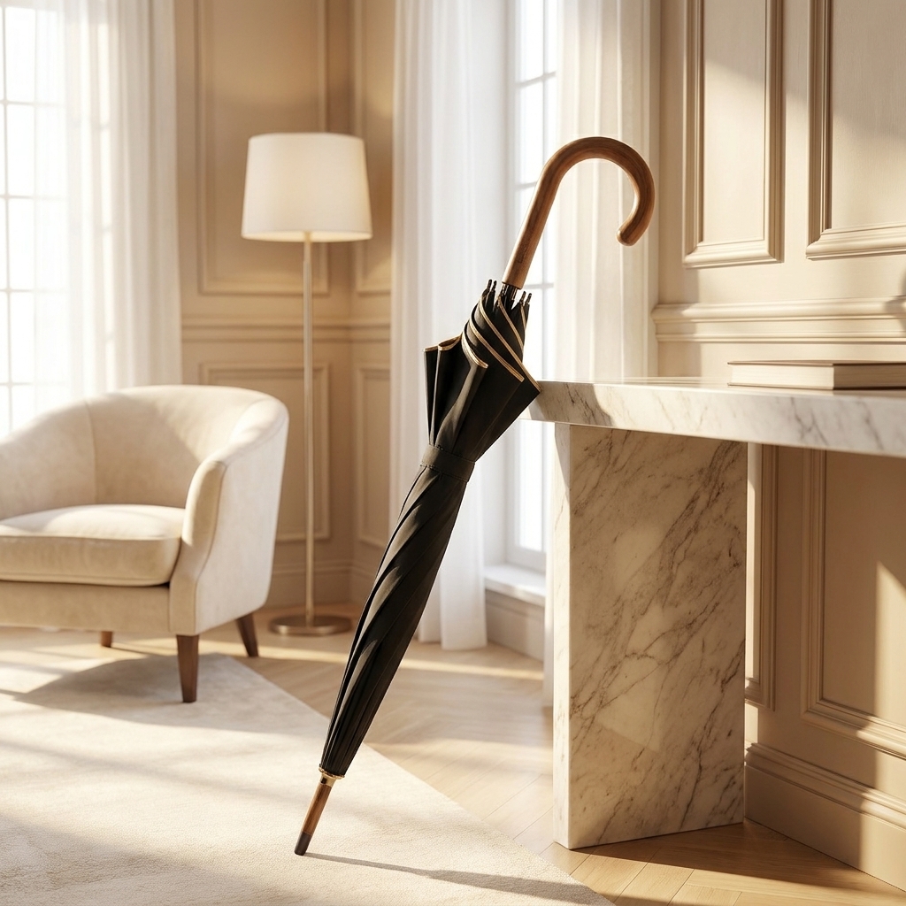 CMB Wing Lung Bank Custom Straight Umbrella | Premium Wooden J-Handle Design