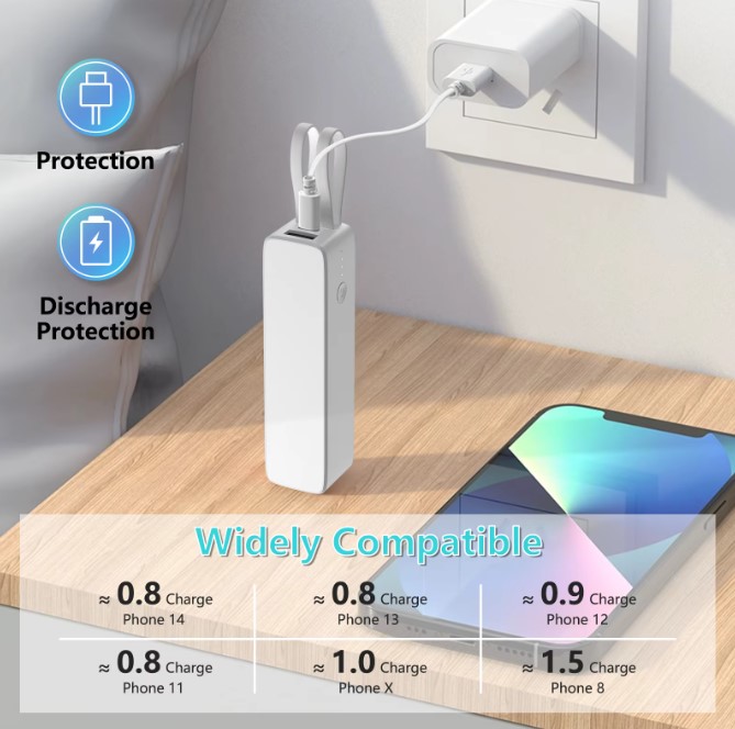 Flashlight with Mini Portable Power Bank (B/W)