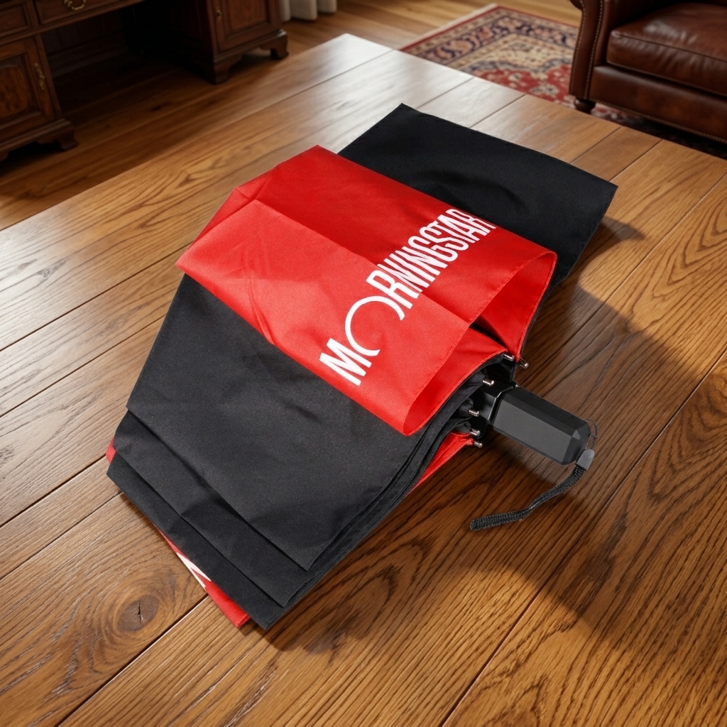 Morningstar Custom 3-Fold Umbrella | 360° All-Round Brand Placement & Zipper Pouch Design