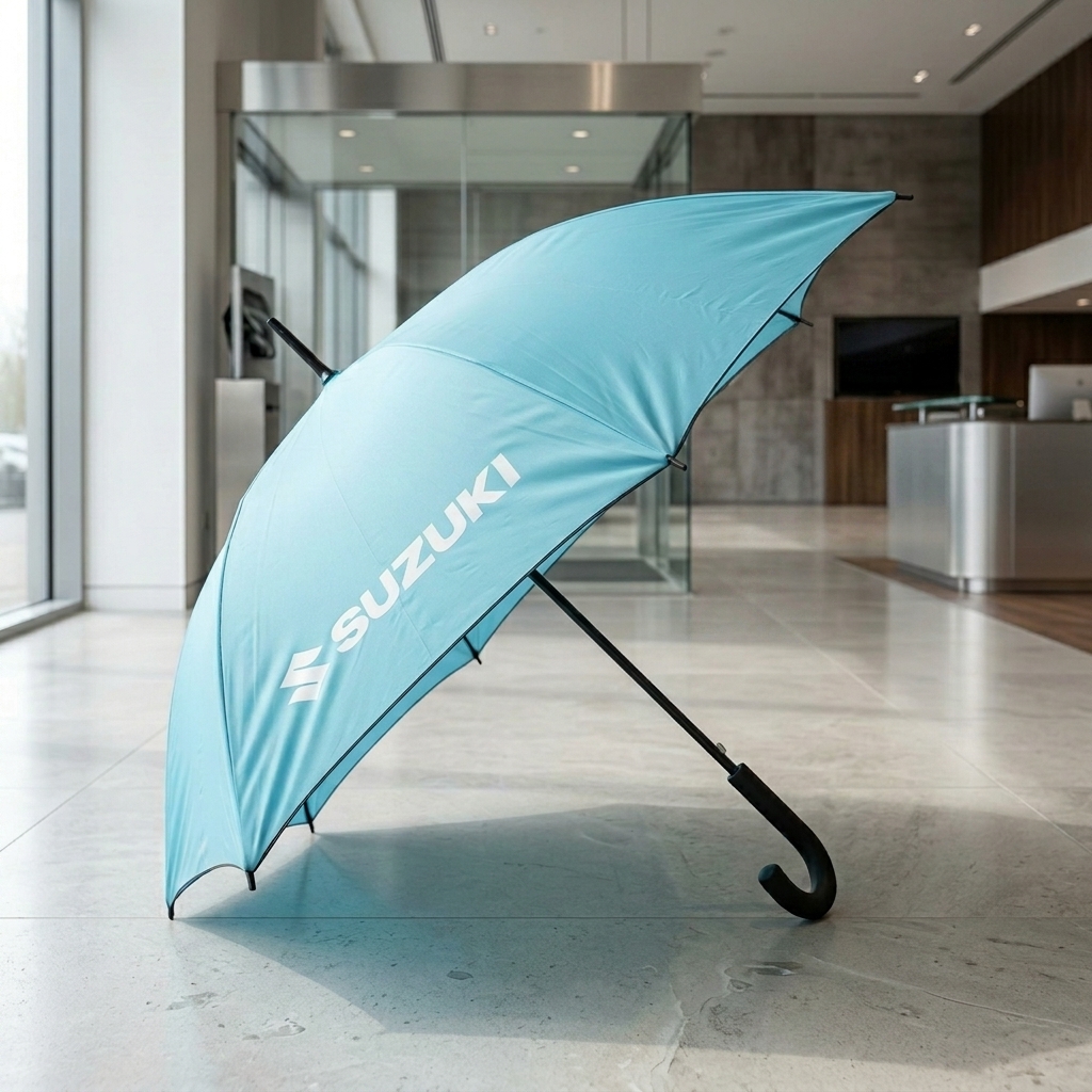23.5-inch Straight Umbrella (Suzuki) | Light-Blue Dual-Layer Automotive Promo
