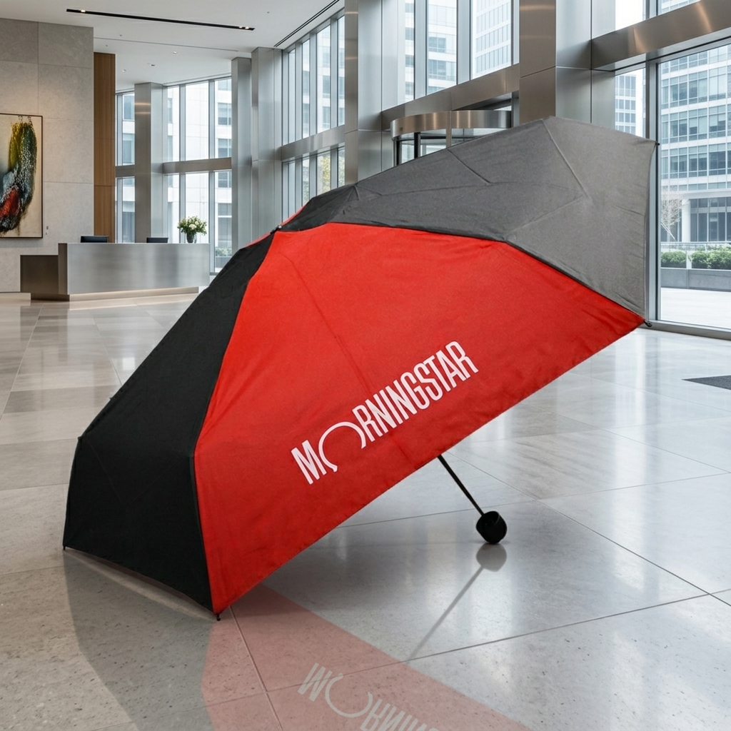 Morningstar Custom 5-Fold Umbrella | Red-and-Black Colour-Blocking Design