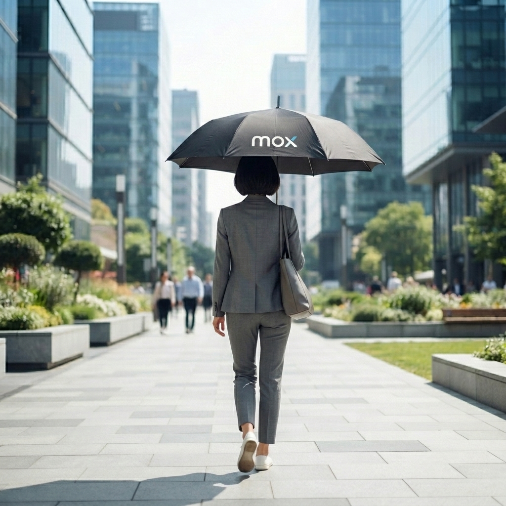 Mox Bank Minimalist Foldable Umbrella | FinTech Brand Engagement Asset