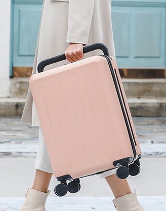 Luggage suitcase with a wide handle