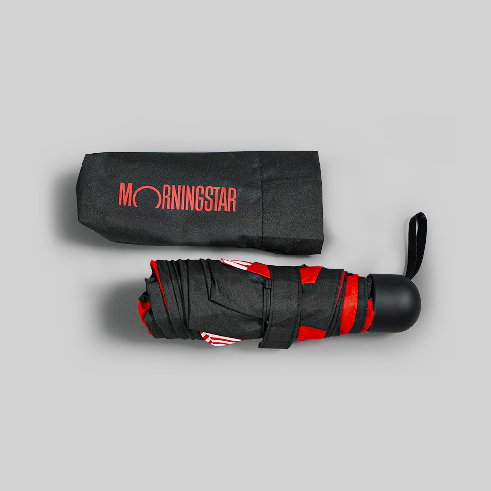 Morningstar Custom 5-Fold Umbrella | Red-and-Black Colour-Blocking Design