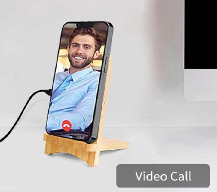 15W Detachable Light Up Logo Bamboo Wireless Charger Stand