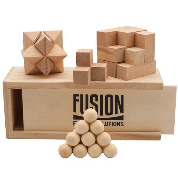 Brain Teaser Puzzle with Wooden Box