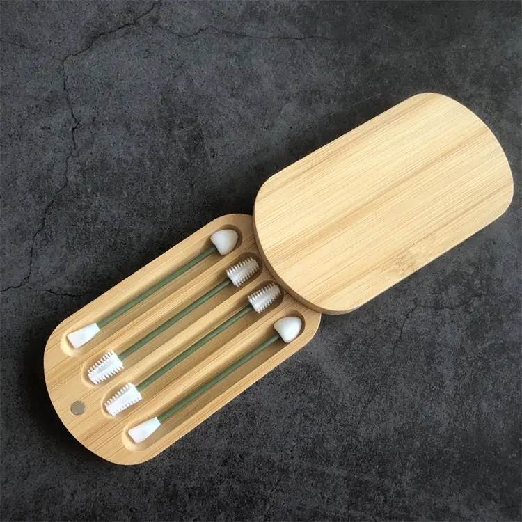 Silicone Cotton Swab with Bamboo Case