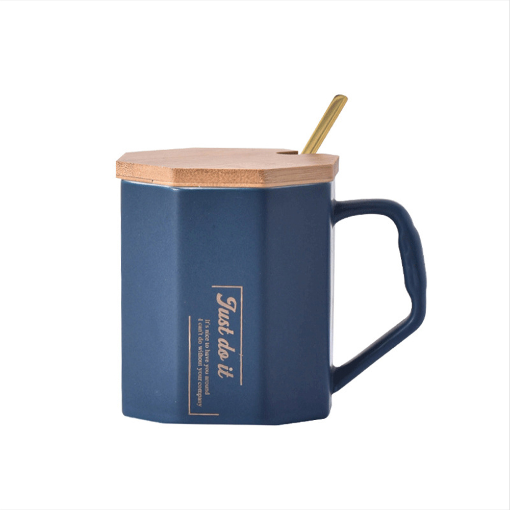 Octagon Ceramic Mugs with Lids